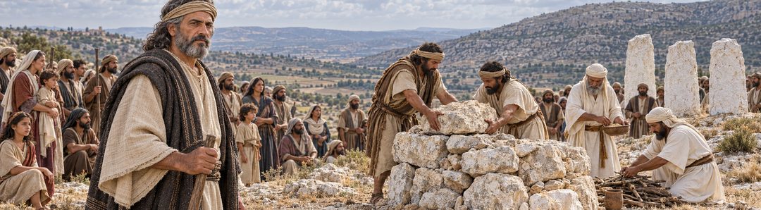 Illustratie bij: Israël bouwt het altaar op de berg Ebal.