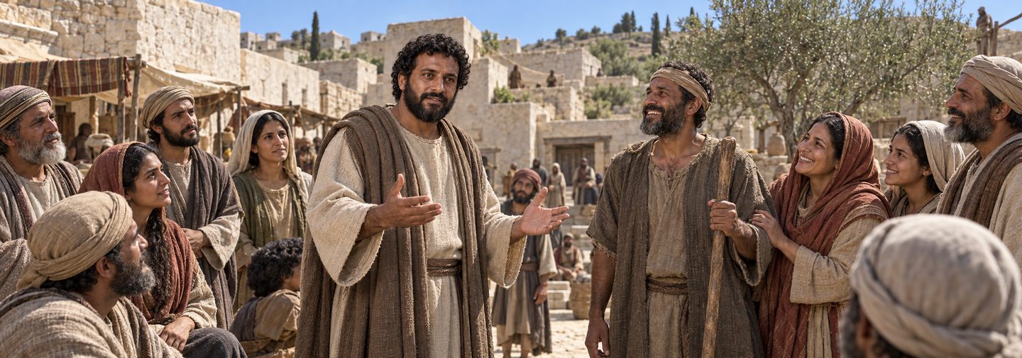 Illustratie bij: Filippus verkondigt het evangelie in Samaria.