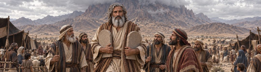 Illustratie bij: Israël ontvangt Gods woord bij de Sinaï.