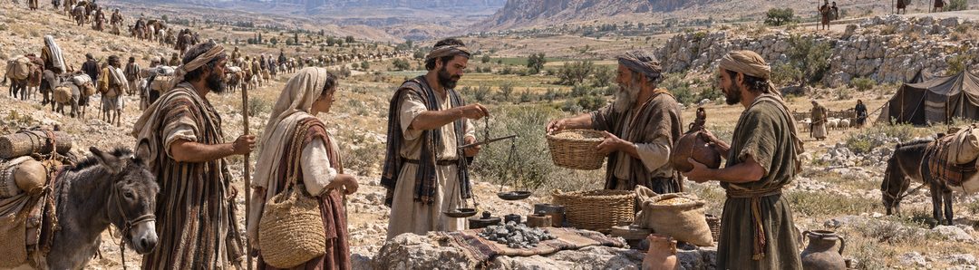 Illustratie bij: Israëlieten kopen voedsel en water aan de grens.