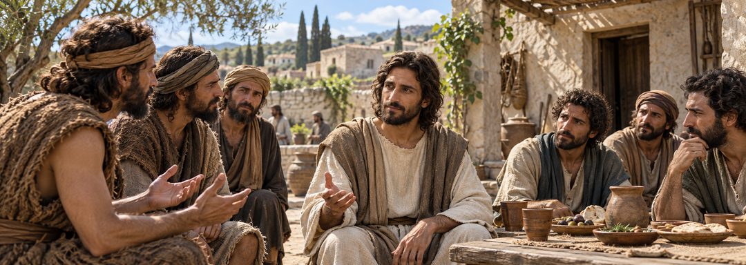 Illustratie bij: De discipelen van Johannes vragen Jezus waarom Zijn discipelen niet vasten.