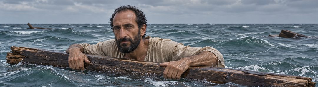 Illustratie bij: Paulus overleeft een schipbreuk op zee.