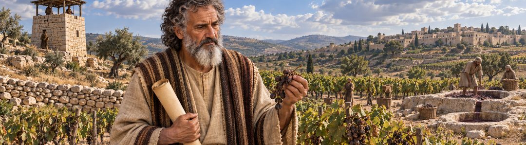 Illustratie bij: Jesaja bezingt Gods wijngaard die slechte vrucht voortbrengt.