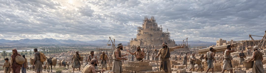 Illustratie bij: Gods ingrijpen bij de bouw van Babel.