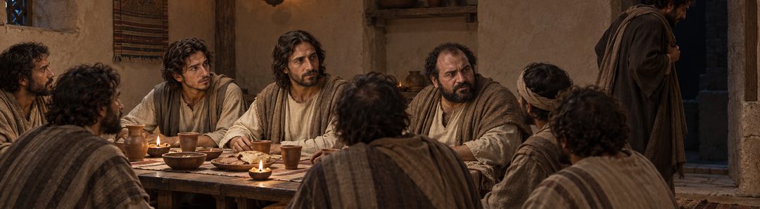 Illustratie bij: Judas verlaat de kring die aan Jezus gegeven was.