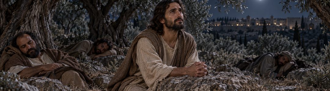 Illustratie bij: Jezus onderwerpt Zijn wil aan de Vader in Gethsémané.