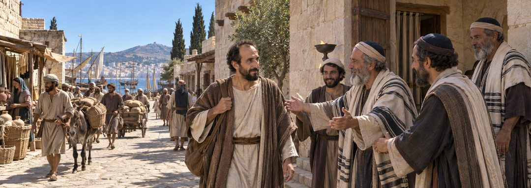 Illustratie bij: Paulus keert terug naar Efeze en bezoekt de synagoge.