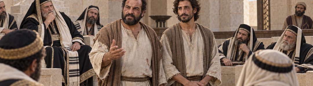 Illustratie bij: Petrus en Johannes staan onbevreesd.