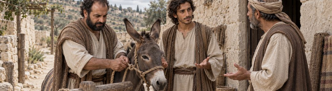 Illustratie bij: De discipelen maken het veulen los.