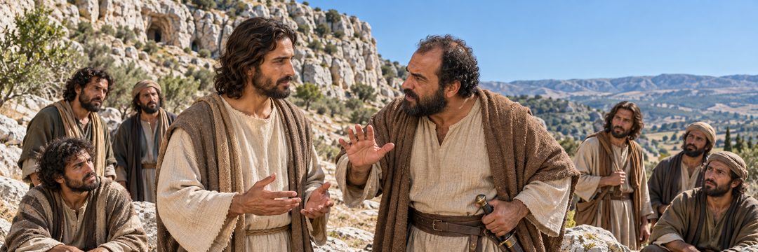 Illustratie bij: Jezus voorzegt Zijn lijden; Petrus neemt Hem apart.