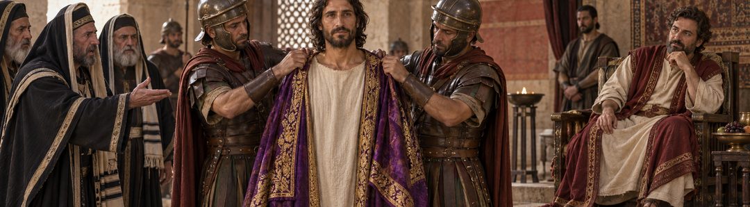 Illustratie bij: Herodes bespot Jezus en stuurt Hem terug.