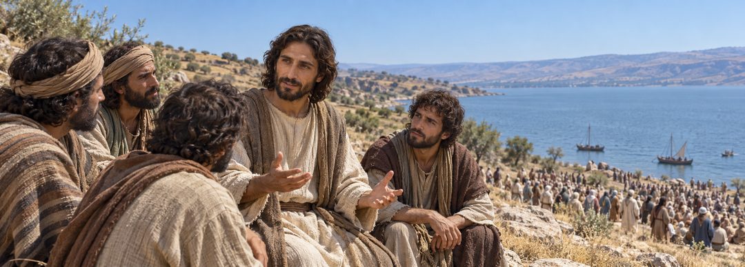 Illustratie bij: De discipelen vragen waarom Jezus in gelijkenissen spreekt.