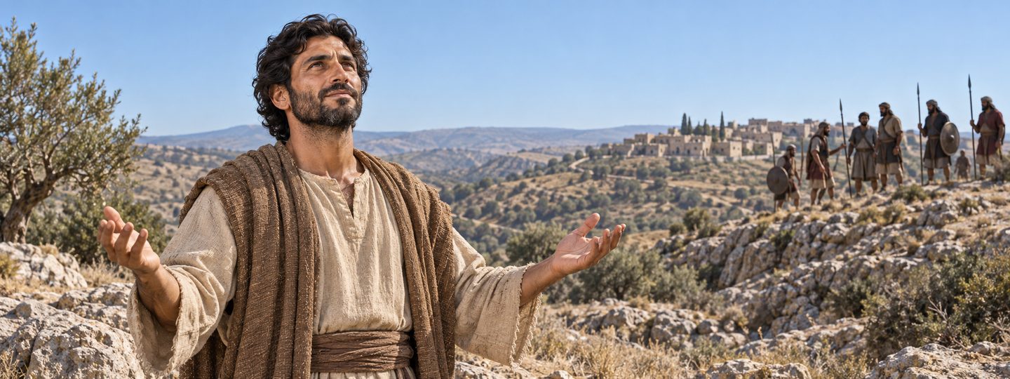 Illustratie bij: David vertrouwt op God tegenover zijn vijanden.