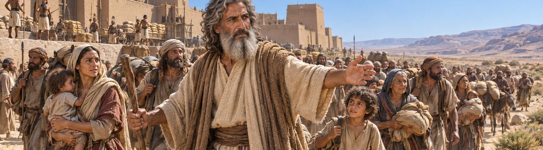 Illustratie bij: Mozes leidt het slavenvolk uit Egypte.
