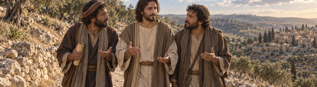 Illustratie bij: Jezus legt onderweg de Schriften over de Messias uit.