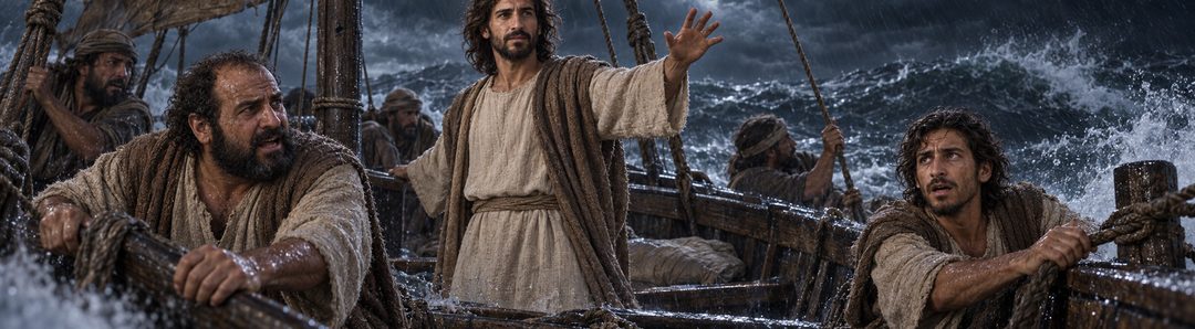 Illustratie bij: De discipelen maken Jezus wakker in de storm.
