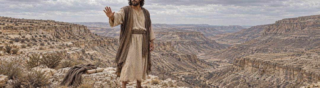 Illustratie bij: Jezus wordt in de woestijn voorbereid op geestelijke strijd.