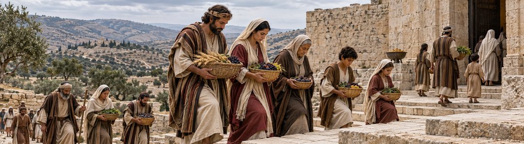 Illustratie bij: Israël brengt gaven op Gods heilige berg.