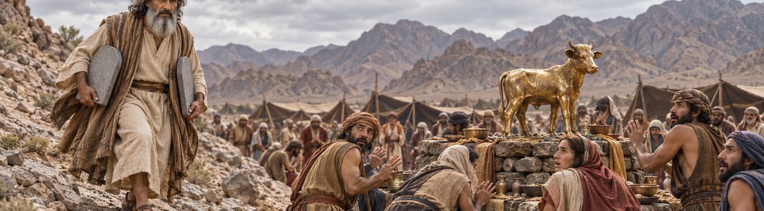 Illustratie bij: Verbondsjaloezie wanneer Israël zich tot het kalf keert.