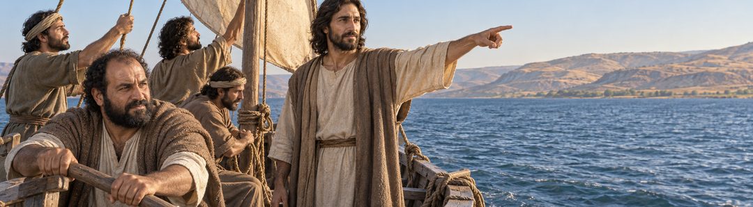 Illustratie bij: De discipelen moeten vertrouwen op Jezus’ woord over de overkant.