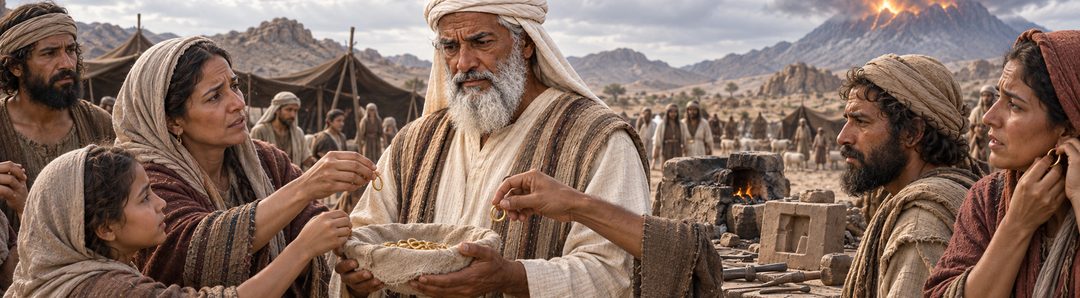 Illustratie bij: Israël levert goud in voor het kalf.