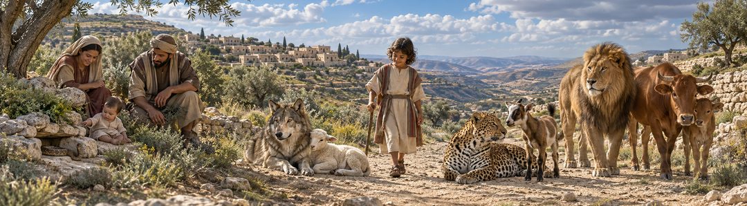 Illustratie bij: Wolf en lam op de heilige berg.