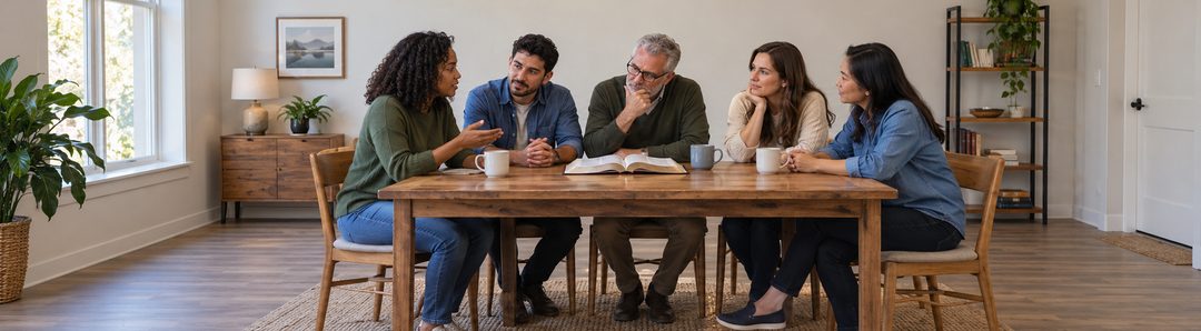 Illustratie bij: Een gemeente bespreekt Galaten 3:28 en kerkelijke taken.