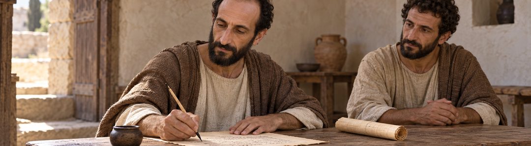 Illustratie bij: Paulus schrijft zijn eigenhandige groet.
