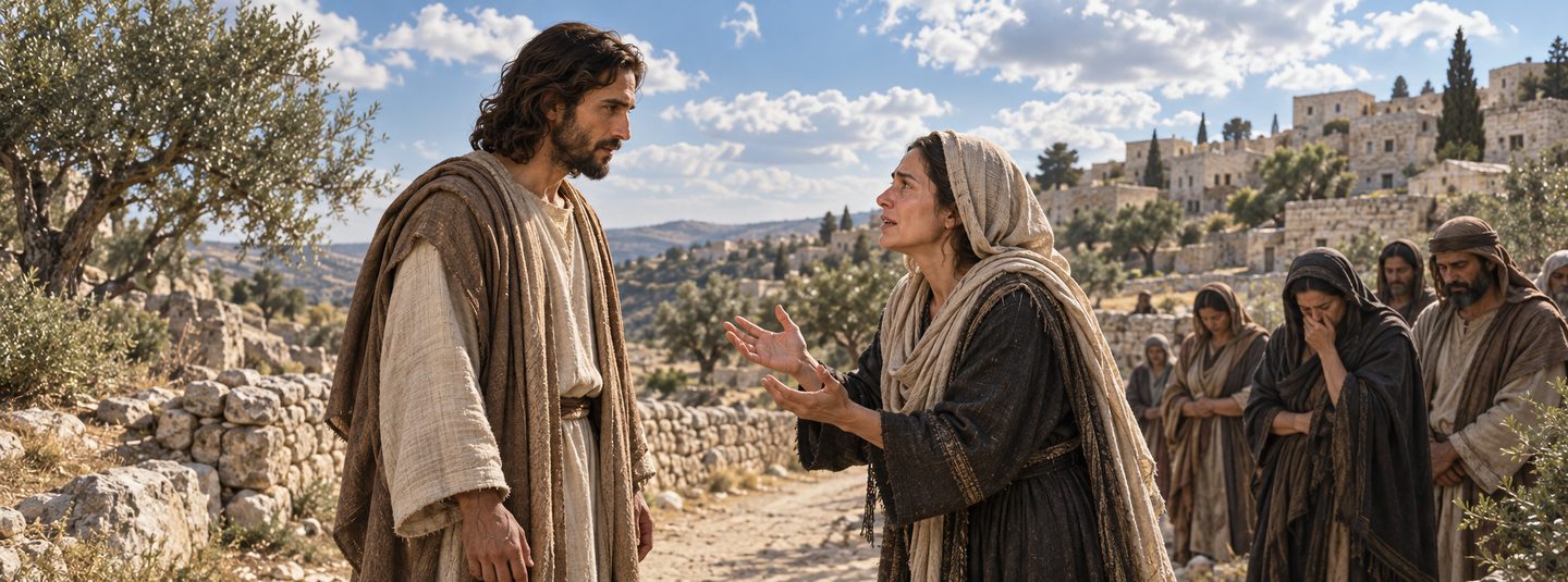 Illustratie bij: Jezus komt pas na de dood van Lazarus.