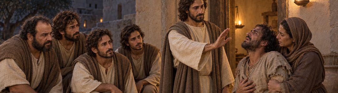 Illustratie bij: Jezus toont hoe demonen worden uitgedreven.