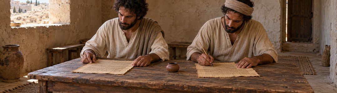 Illustratie bij: Een handschrift wordt zorgvuldig overgeschreven.