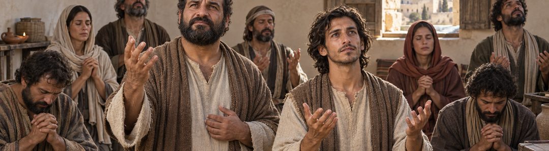 Illustratie bij: De leerlingen richten hun gebed tot de Vader in Jezus’ Naam.