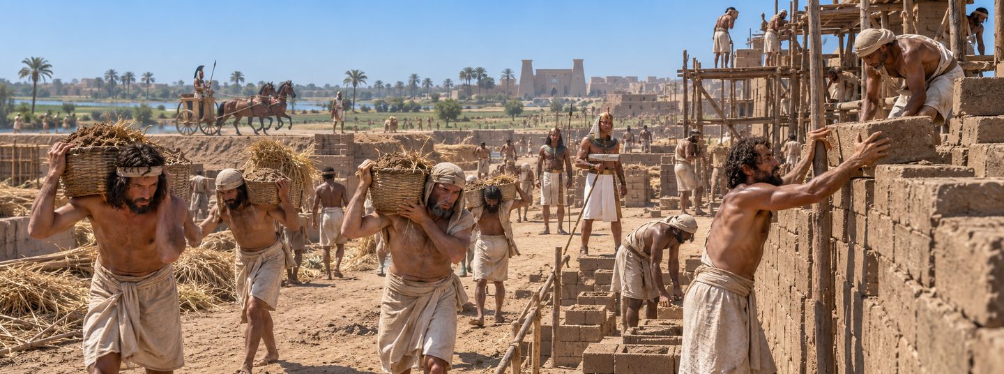 Illustratie bij: Israëlieten bouwen onder dwang de voorraadsteden.