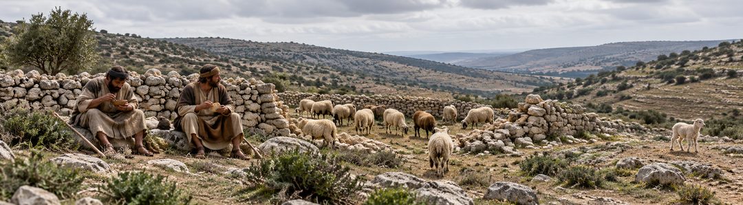Illustratie bij: De herders laten hun kudde uiteenvallen.