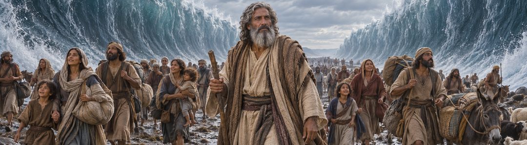 Illustratie bij: Israël trekt door de zee en looft de God van bevrijding.