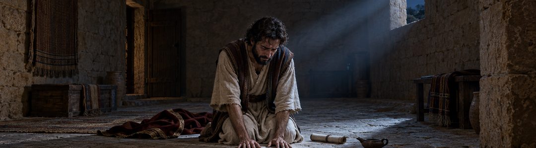 Illustratie bij: David belijdt zijn schuld en erkent Gods rechtvaardigheid.