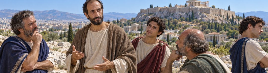 Illustratie bij: Paulus spreekt over de opstanding in Athene.