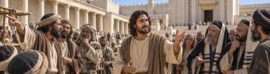 Illustratie bij: De menigte discussieert over de herkomst van de Messias.