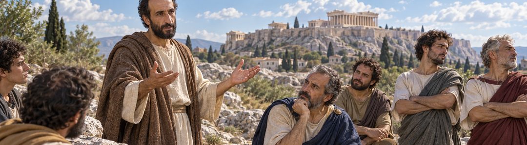 Illustratie bij: Paulus spreekt over de opstanding op de Areopagus.