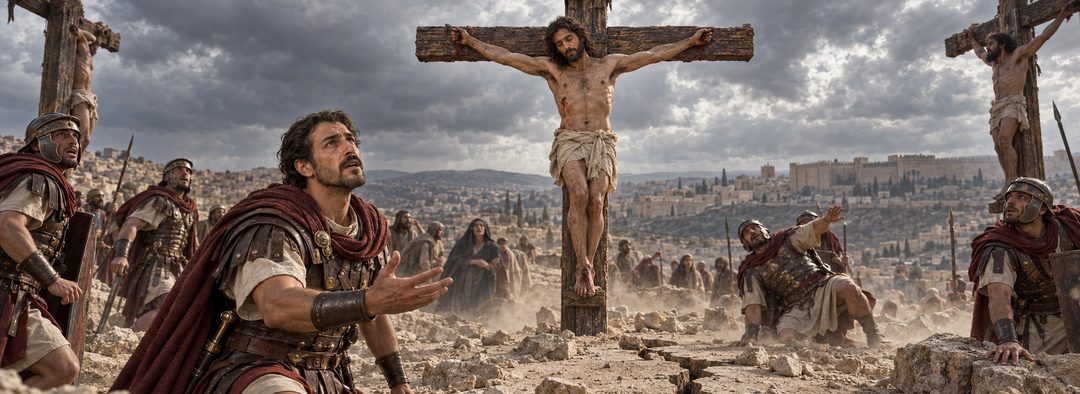 Illustratie bij: Het getuigenis van de Romeinse hoofdman na Jezus’ dood.