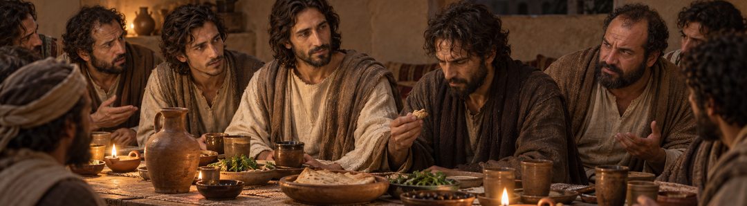 Illustratie bij: Judas neemt het brood aan.