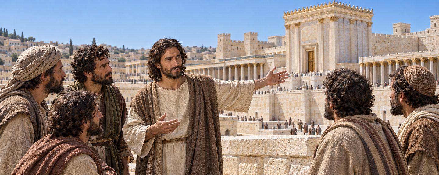 Illustratie bij: Jezus kondigt de afbraak van de tempel aan.