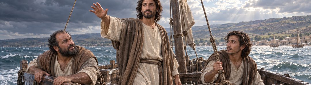 Illustratie bij: Jezus brengt de storm op het meer tot stilte.