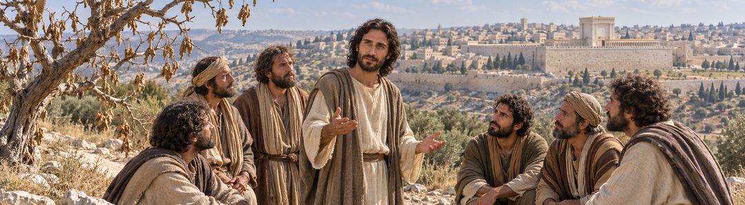 Illustratie bij: Jezus onderwijst over geloof bij Jeruzalem.