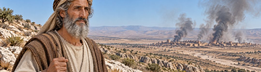 Illustratie bij: Abraham kijkt uit over het oordeel over Sodom.