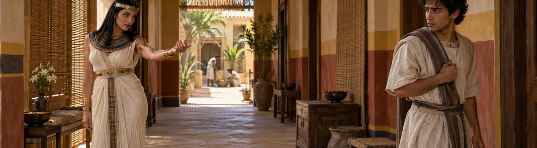 Illustratie bij: Potifars vrouw benadert Jozef.