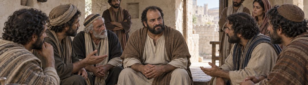 Illustratie bij: Joodse gelovigen spreken Petrus aan in Jeruzalem.