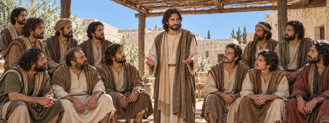 Illustratie bij: Jezus roept de twaalf discipelen bijeen.