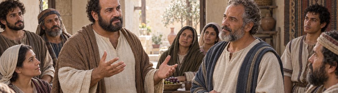 Illustratie bij: Petrus verkondigt Christus in het huis van Cornelius.