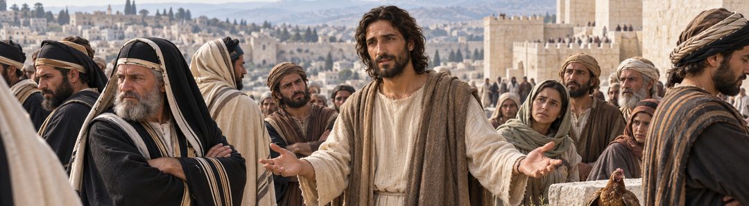 Illustratie bij: Jezus treurt om het onwillige Jeruzalem.